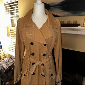 Merona Tan Corduroy Trench Coat Sz Large NWOT